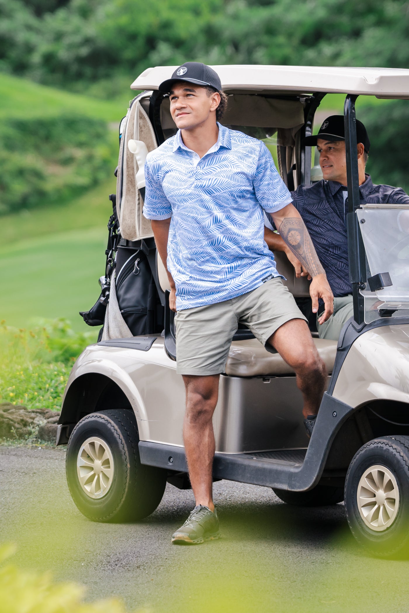 Wavy Palm - Men's Polo - White
