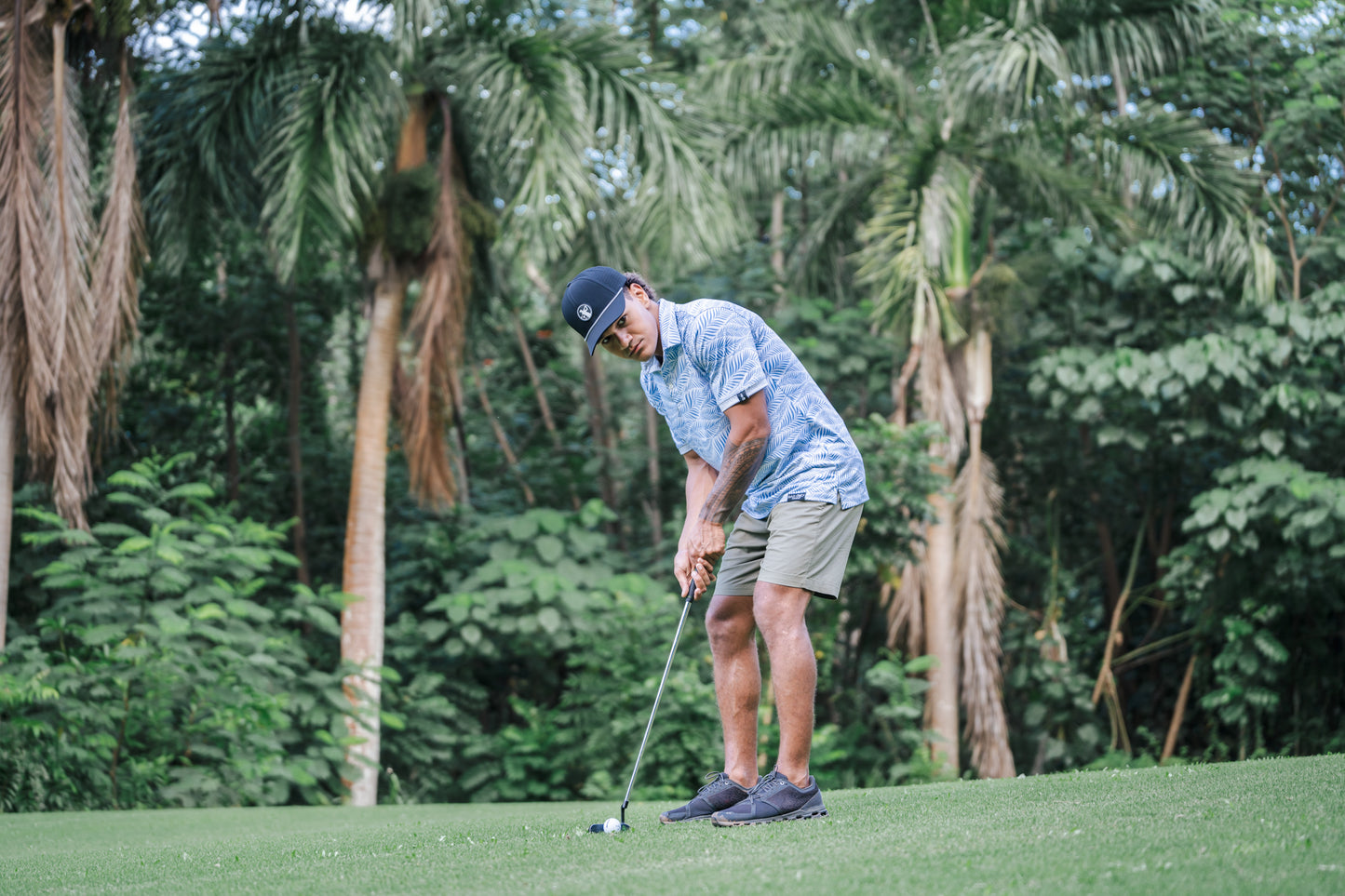 Wavy Palm - Men's Polo - White