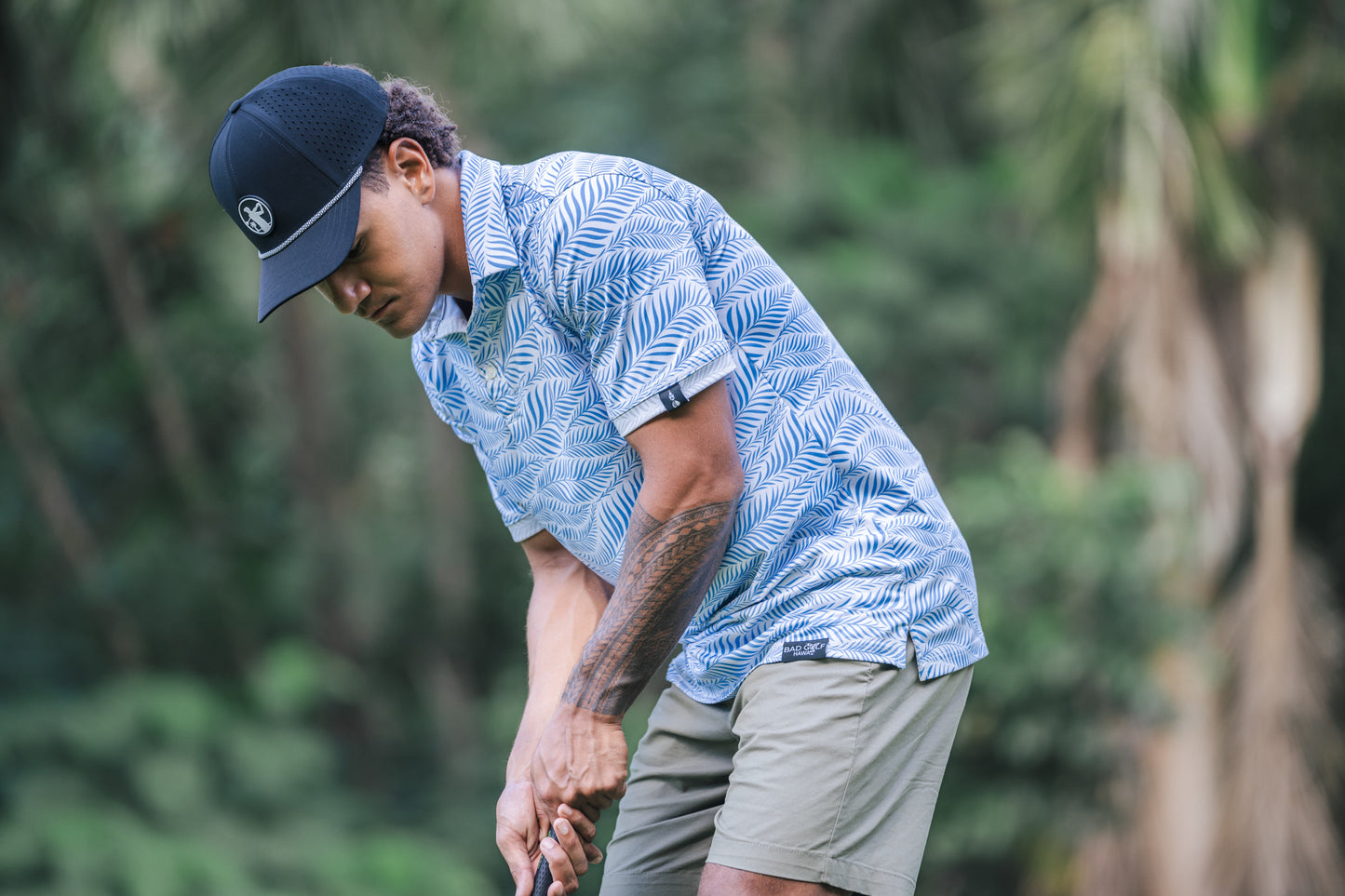 Wavy Palm - Men's Polo - White