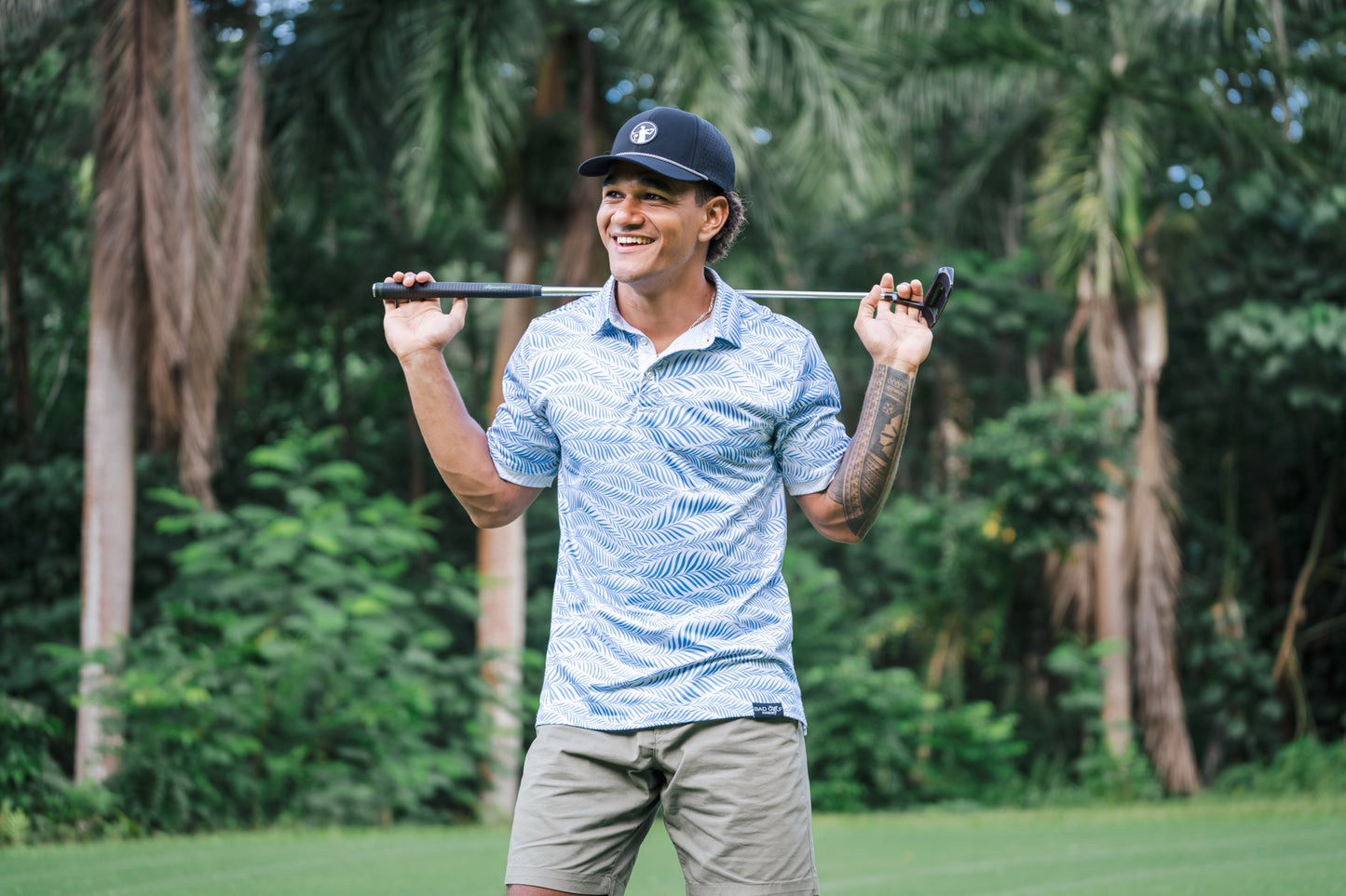 Wavy Palm - Men's Polo - White