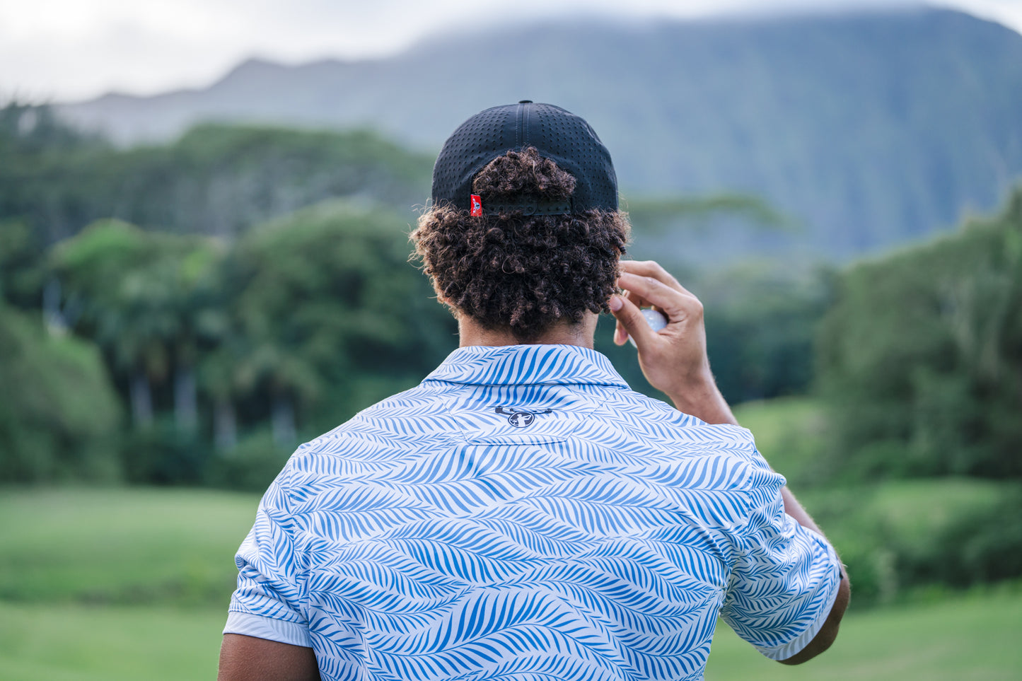 Wavy Palm - Men's Polo - White