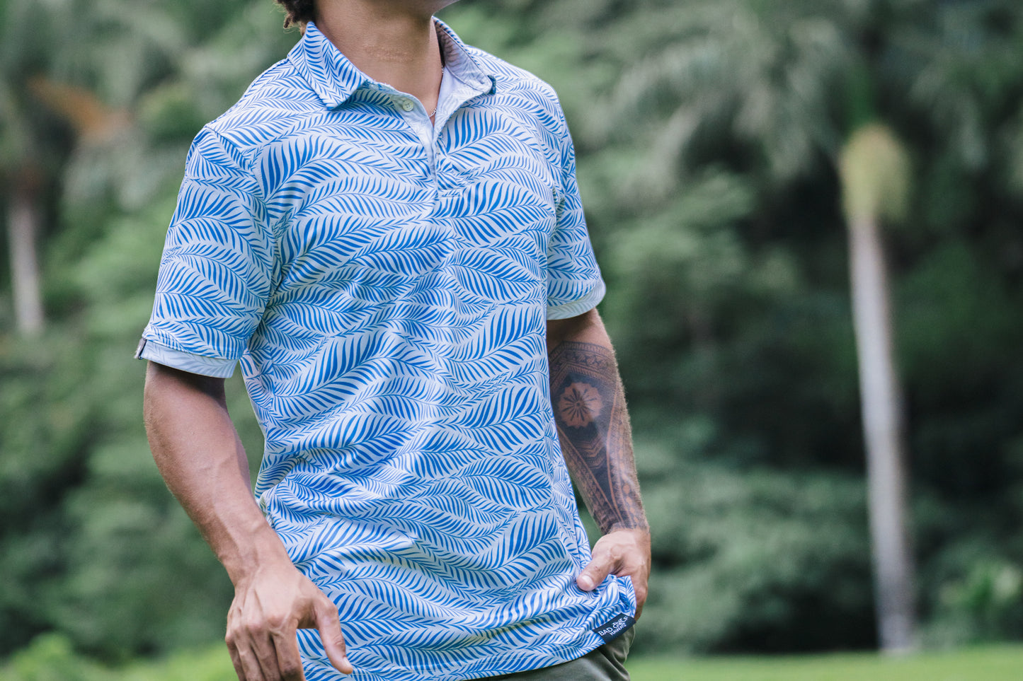 Wavy Palm - Men's Polo - White