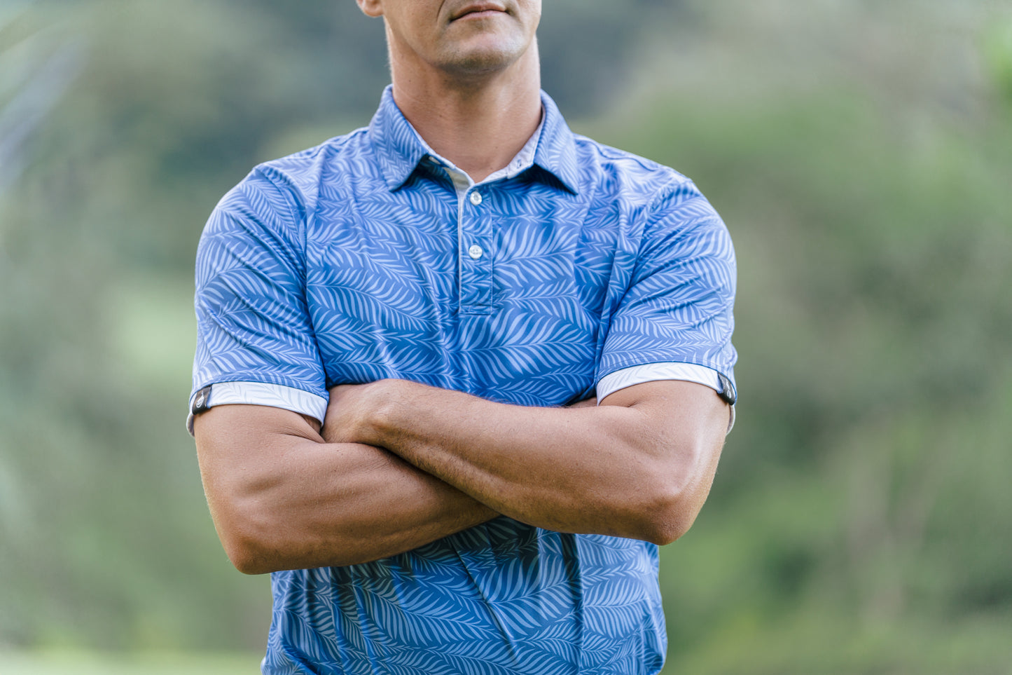 Wavy Palm - Men's Polo - Blue