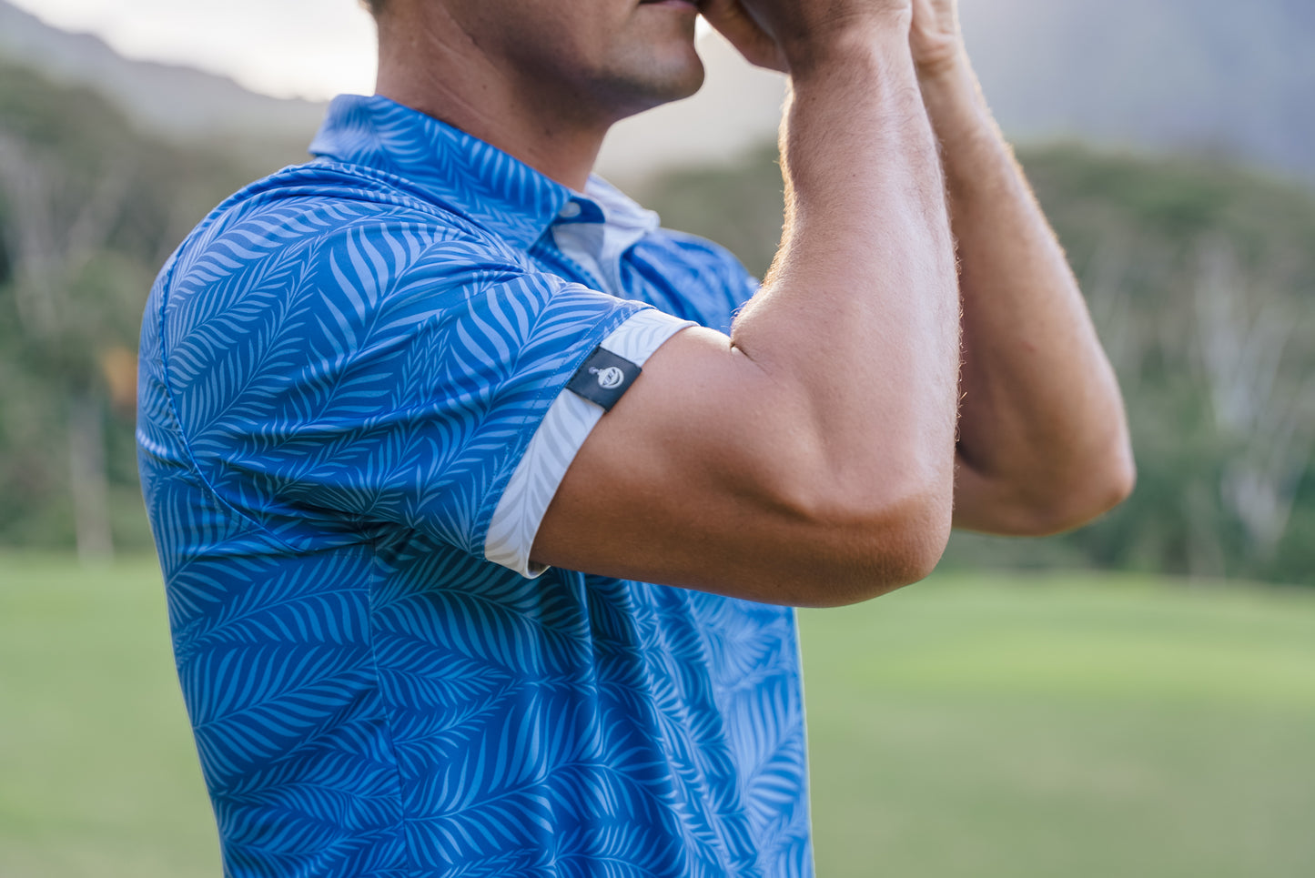 Wavy Palm - Men's Polo - Blue