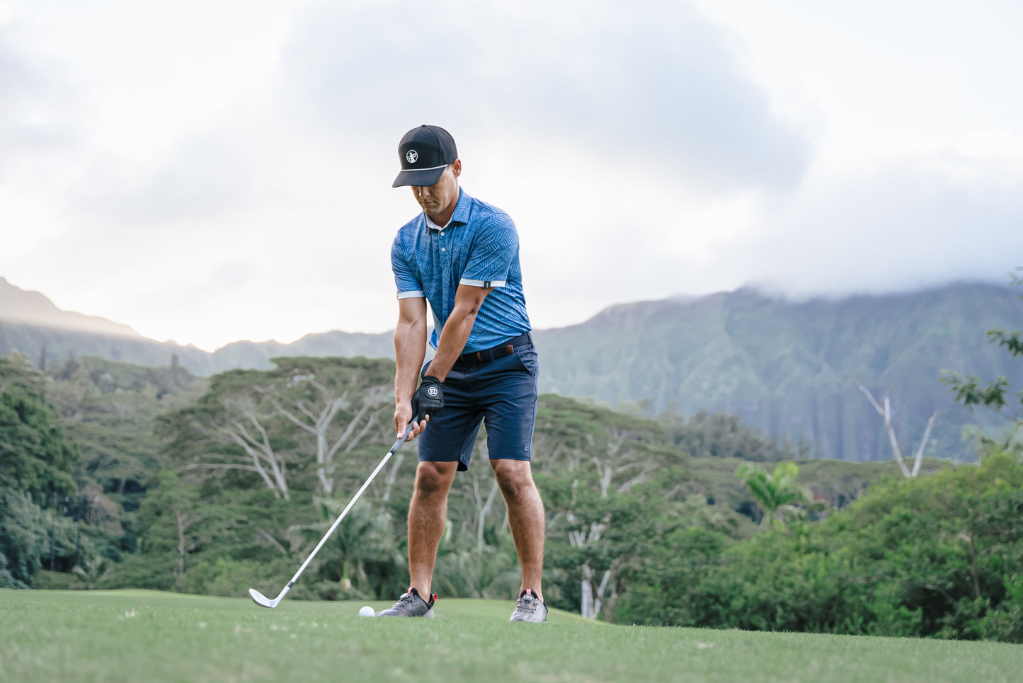 Wavy Palm - Men's Polo - Blue