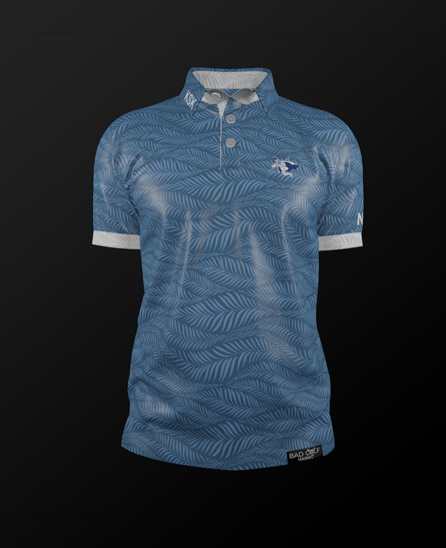 Wavy Palms - Men's Polo - Blue Kamehameha